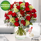 Premium Bouquet Märchenhaft with premium vase & Ferrero Raffaello