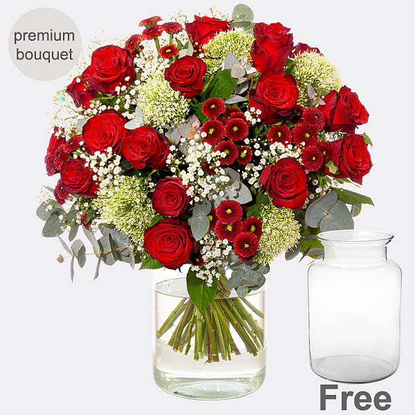 Premium Bouquet Märchenhaft with premium vase