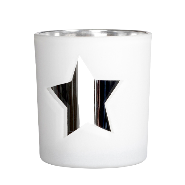 Glas Teelichthalter "Star", weiß