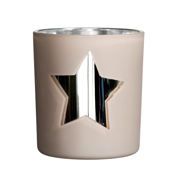 Glas Teelichthalter "Star", beige