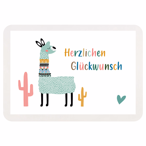 Biskuittorte „Herzlichen Glückwunsch" mit Lama
