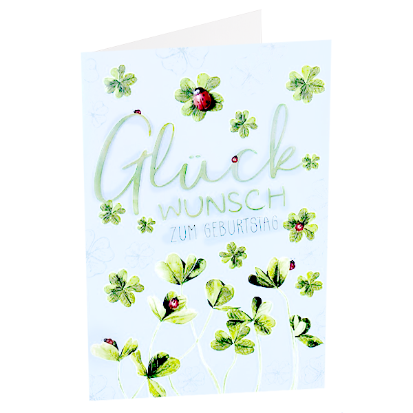 Motivkarte "Glückwunsch zum Geburtstag" mit Marienkäfer-Applikation