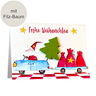 Motivkarte mit Filztannen-Applikation "Frohe Weihnachten"