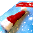 Motivkarte mit Weihnachtsmützen-Applikation
