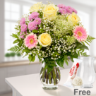 Flower Bouquet Blumenfreude with vase & Ferrero Raffaello
