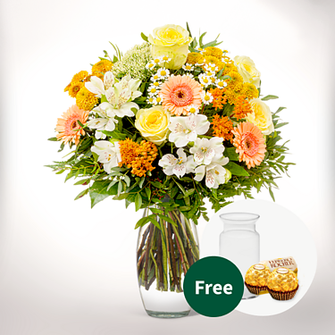 Flower Bouquet Kleine Freude with vase & 2 Ferrero Rocher