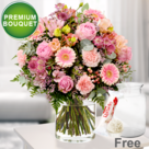 Premium Bouquet Poesie with premium vase & Ferrero Raffaello
