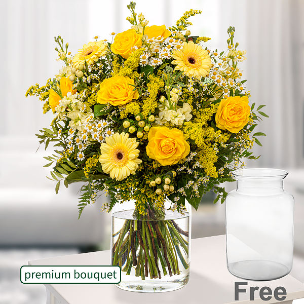 Premium Bouquet Glückspost with premium vase
