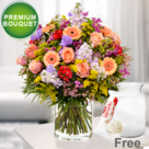 Premium Bouquet Blütensensation with premium vase & Ferrero Raffaello