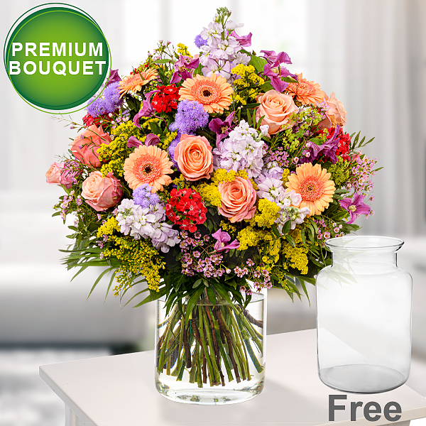 Premium Bouquet Blütensensation with premium vase