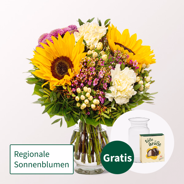 Blumenstrauß Herzenswärme mit Halloren Kugeln & Vase