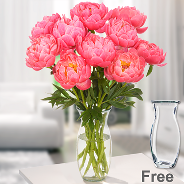 Wonderful peonies in a bunch with vase