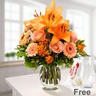 Flower Bouquet Blumensymphonie with vase & Ferrero Raffaello