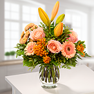 Flower Bouquet Blumensymphonie with vase & Ferrero Raffaello