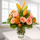 Blumenstrauß Blumensymphonie mit Vase & Ferrero Raffaello