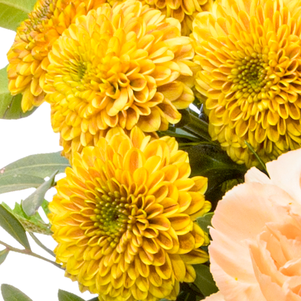 Blumenstrauß Sommerglühen mit Vase & Ferrero Raffaello