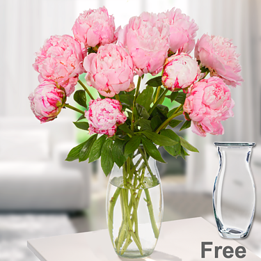 Wonderful light pink peonies in a bunch with vase