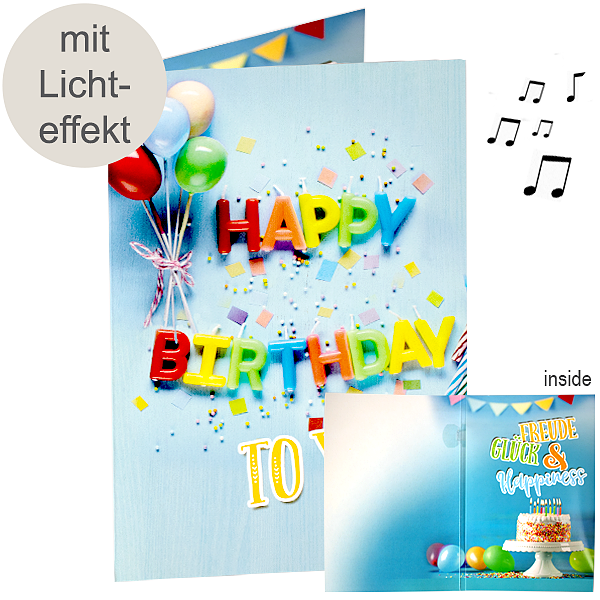 Soundkarte mit Licht "Happy Birthday to You"