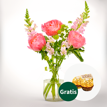 Blumenstrauß Peony Love mit 2 Ferrero Rocher