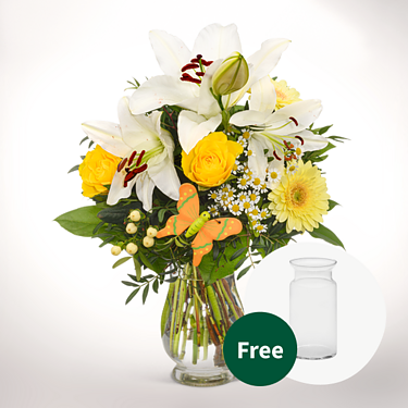 Flower Bouquet Sonnengelb with vase