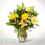 Blumenstrauß Sonnengelb mit Vase