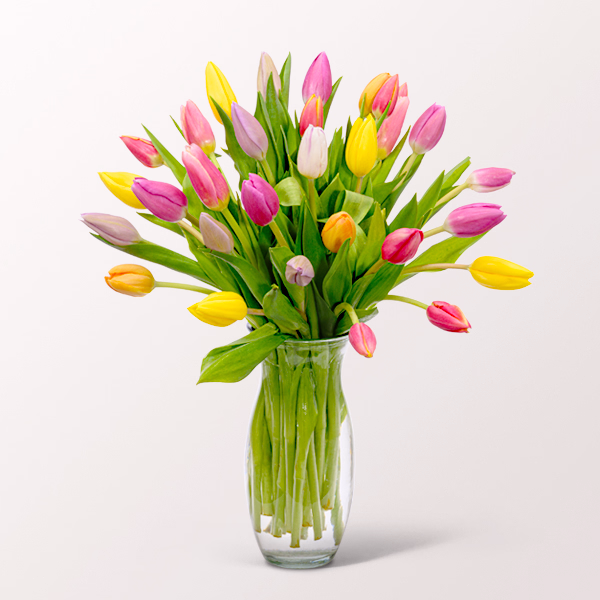 Tulips in a Bunch with vase & 3 Ferrero Giotto