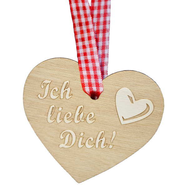 Holzanhänger Herz "Ich liebe Dich!" mit Aufhänger