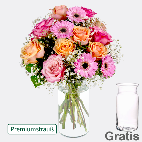 Premiumstrauß Sweet Dreams mit Vase