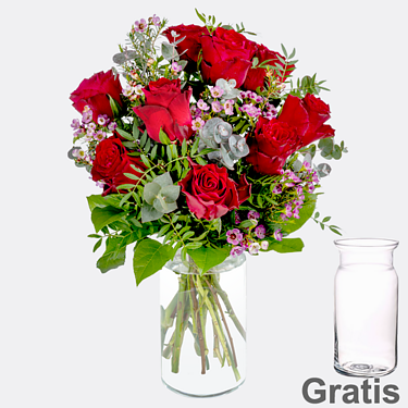 Rosenstrauß Rosenliebe mit Vase