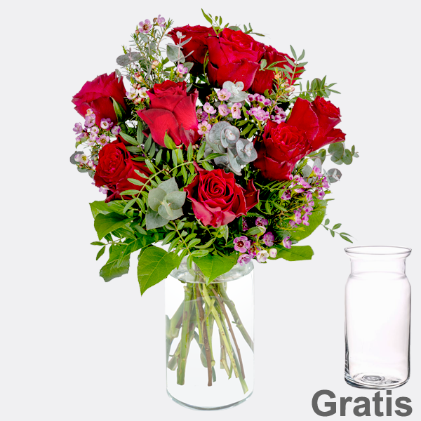 Rosenstrauß Rosenliebe mit Vase