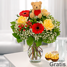 Blumenstrauß Herzensbote mit Vase & 2 Ferrero Rocher
