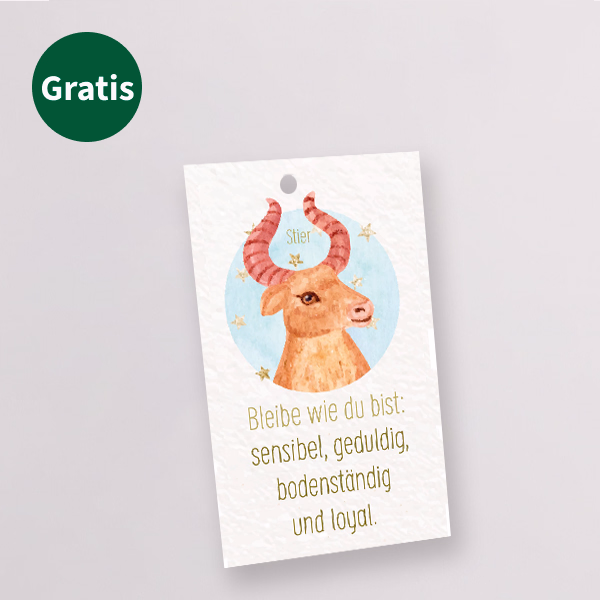 Sternzeichen-Blumenstrauß Stier mit Vase & Blumenstecker