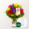 Sternzeichen-Blumenstrauß Jungfrau mit Vase & Blumenstecker