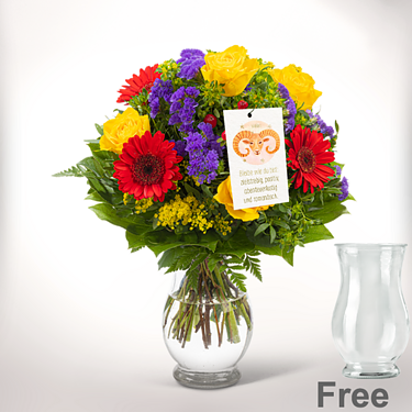 Zodia Sign Flower Bouquet „Aries“ with vase