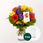 Zodia Sign Flower Bouquet Gemini with vase & Zodiac Sign Flowercard