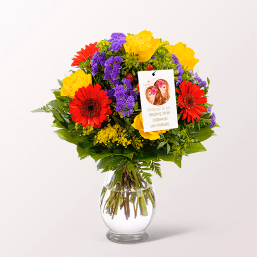 Zodia Sign Flower Bouquet Gemini with vase & Zodiac Sign Flowercard