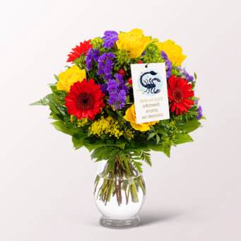 Zodia Sign Flower Bouquet Scorpio with Flowercard & vase