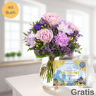 Blumenstrauß Blütenglück mit Buch & Vase