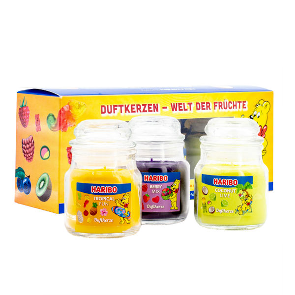 Duftkerze Haribo - Frucht 3er Set