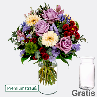 Premiumstrauß Blütenkreation mit Vase