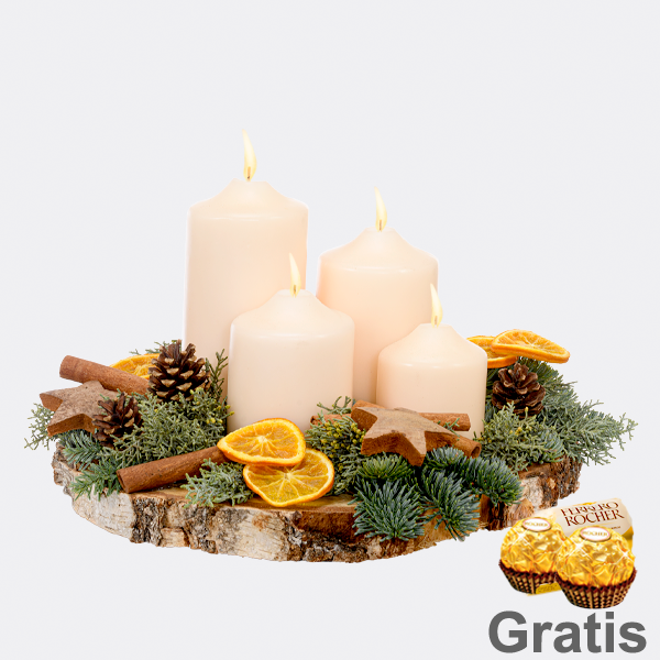 Adventskranz Winterduft (Ø 30 cm) mit 2 Ferrero Rocher