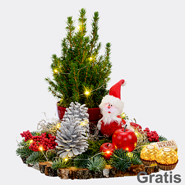 Arrangement Santa mit Lichterkette & mit 2 Ferrero Rocher