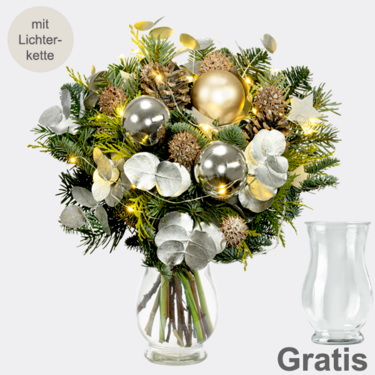 Blumenstrauß Winterleuchten mit Vase