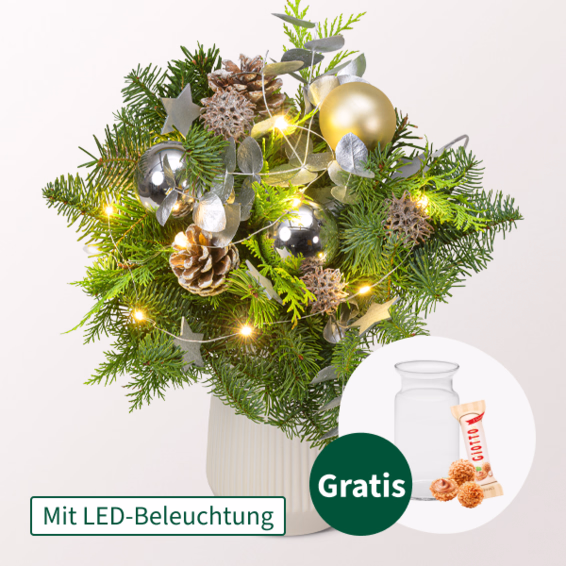 Strauß Winterleuchten mit Vase & Ferrero Giotto 3er