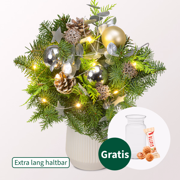 Strauß Winterleuchten mit Vase & Ferrero Giotto 3er
