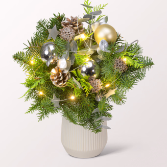 Strauß Winterleuchten mit Halloren Kugeln & Vase