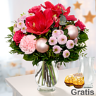 Blumenstrauß Weihnachtszauber mit Vase & 2 Ferrero Rocher