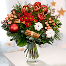 Blumenstrauß Merry Christmas mit Vase & 2 Ferrero Rocher