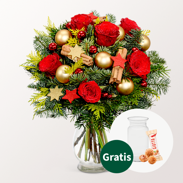Blumenstrauß Weihnachtsmix mit Vase