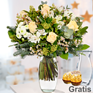 Blumenstrauß Winterengel mit Vase & 2 Ferrero Rocher